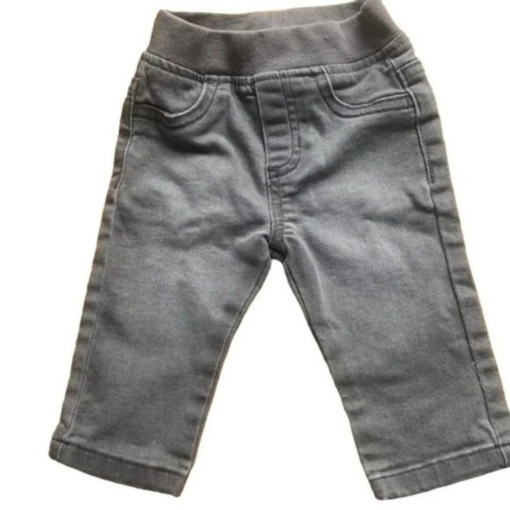 Baby Toddler Denim Pants Gray Adjustable Waist Pull‎ On Pockets Cute